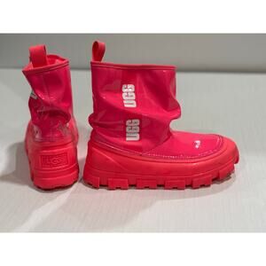 UGG classic Brellah mini boots neon coral hot pink youth logo slouchy size 5